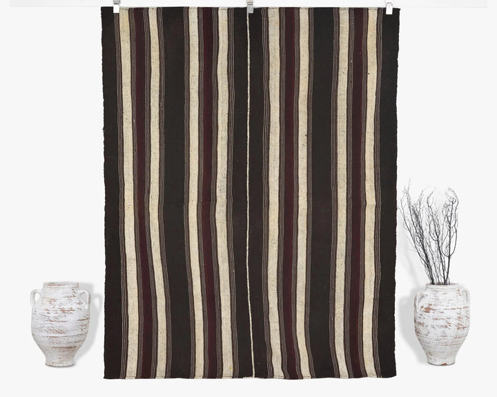 Brown Turkish Kilim Rug 6'6" x 5'3" Flat-Weave | No. VR59495