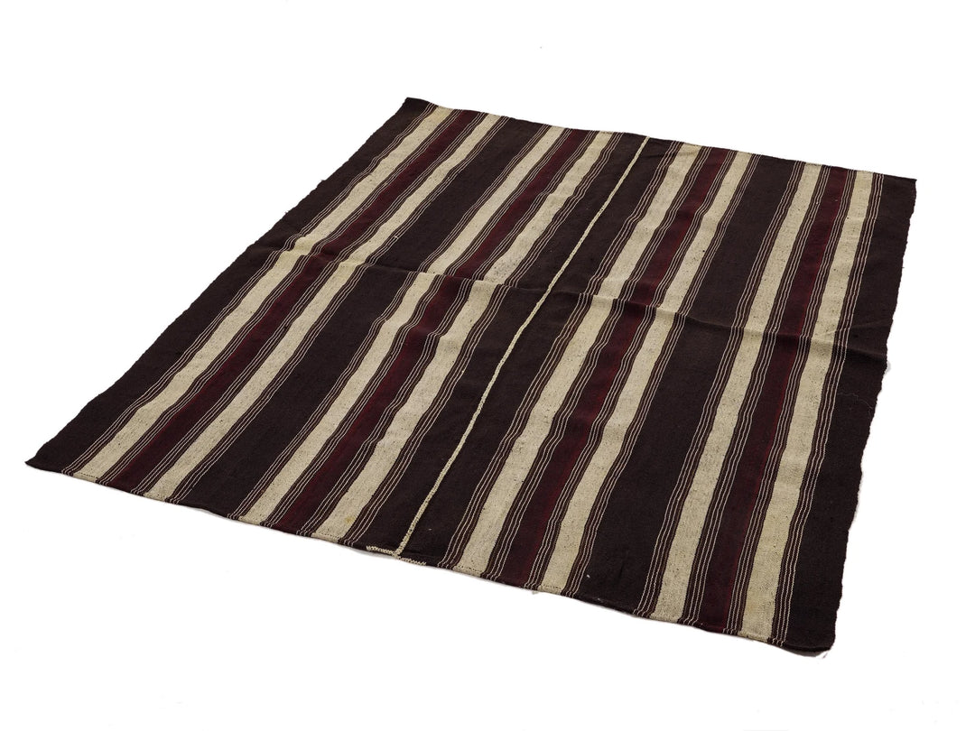 Brown Turkish Kilim Rug 6'6" x 5'3" Flat-Weave | No. VR59495