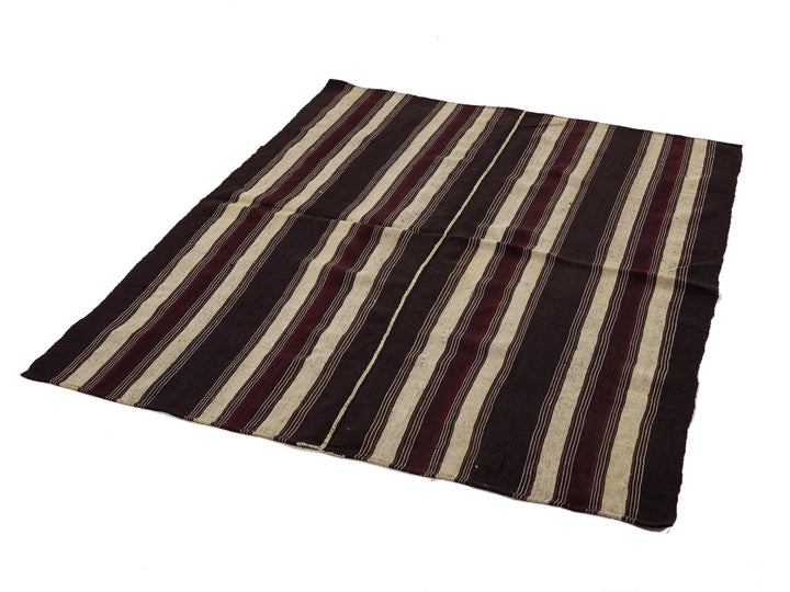 Brown Turkish Kilim Rug 6'6" x 5'3" Flat-Weave | No. VR59495