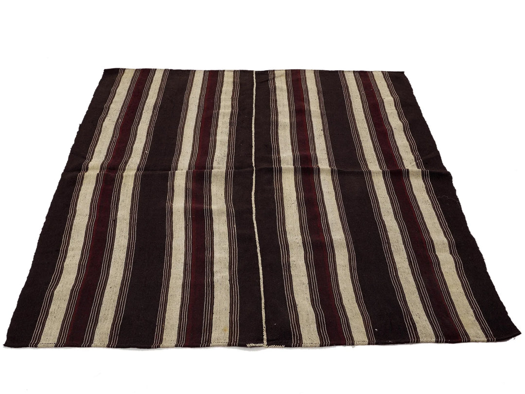 Brown Turkish Kilim Rug 6'6" x 5'3" Flat-Weave | No. VR59495