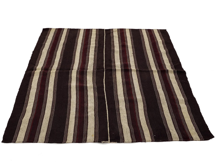 Brown Turkish Kilim Rug 6'6" x 5'3" Flat-Weave | No. VR59495