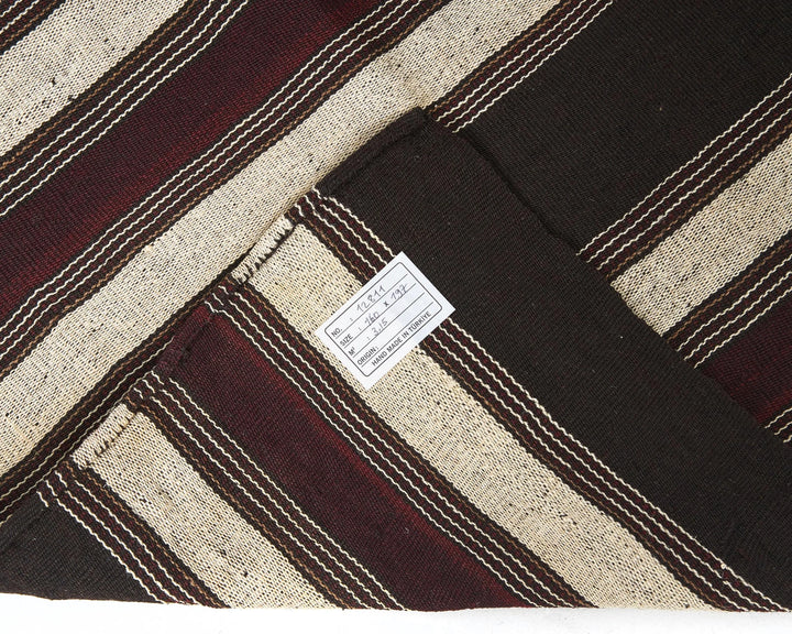 Brown Turkish Kilim Rug 6'6" x 5'3" Flat-Weave | No. VR59495