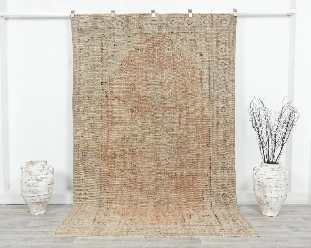 Multicolor Turkish Oushak Rug 5' 7" x 9' 2" Hand-Knotted | No. VR59569
