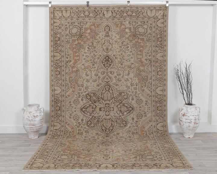Multicolor Turkish Oushak Rug 6'5" x 9'5" Hand-Knotted | No. VR59877
