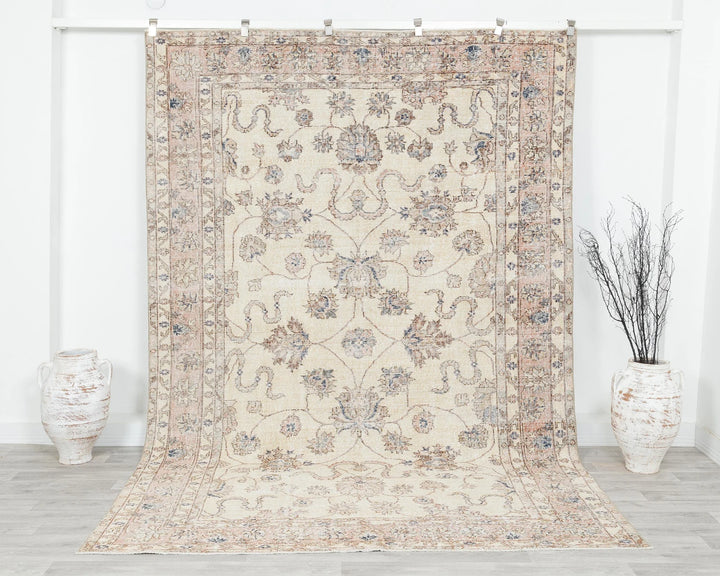 Multicolor Turkish Oushak Rug 6'11" x 10'4" Hand-Knotted | No. VR59882