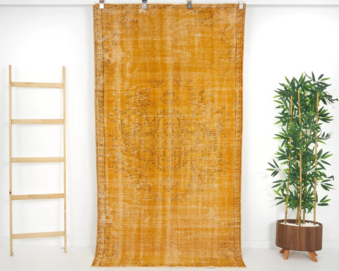 Orange Vintage Turkish Rug 3' 9" x 7' 3" | No. VR59953