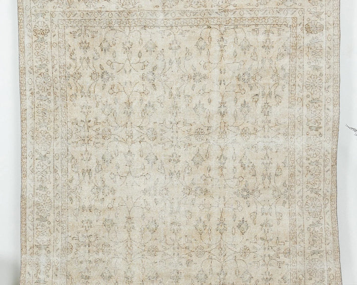 Beige Turkish Oushak Rug 6'1" x 9'5" Hand-Knotted | No. VR59965