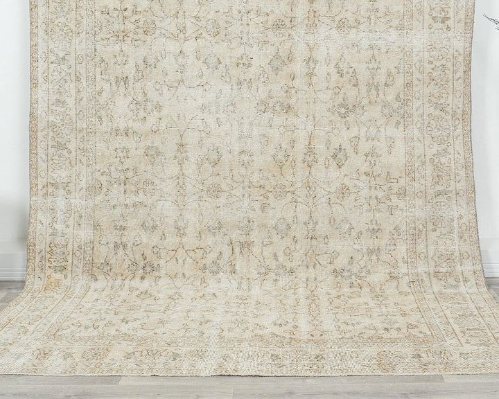 Beige Turkish Oushak Rug 6'1" x 9'5" Hand-Knotted | No. VR59965