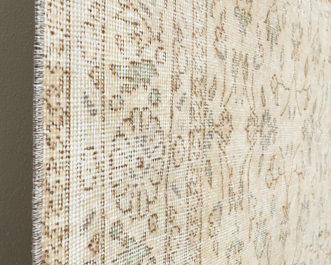 Beige Turkish Oushak Rug 6'1" x 9'5" Hand-Knotted | No. VR59965