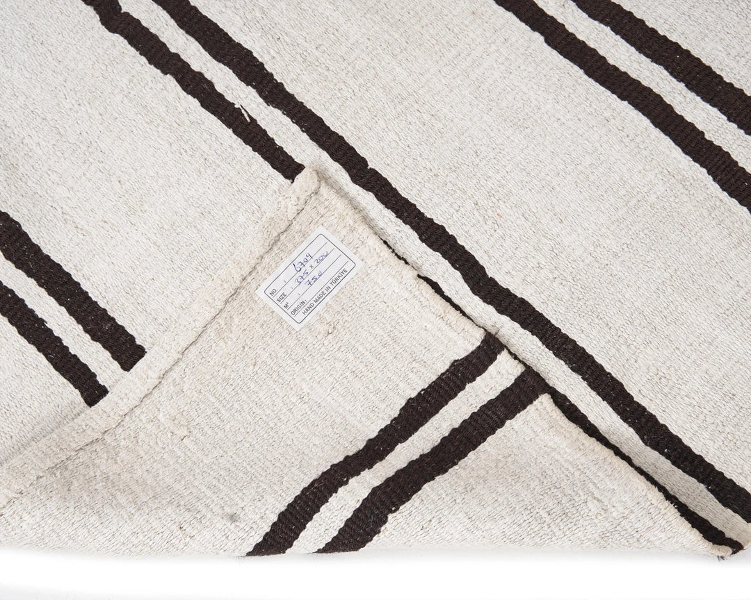 Black Turkish Kilim Rug 12' 4" x 6' 7" Flat-Weave | No. VR59976