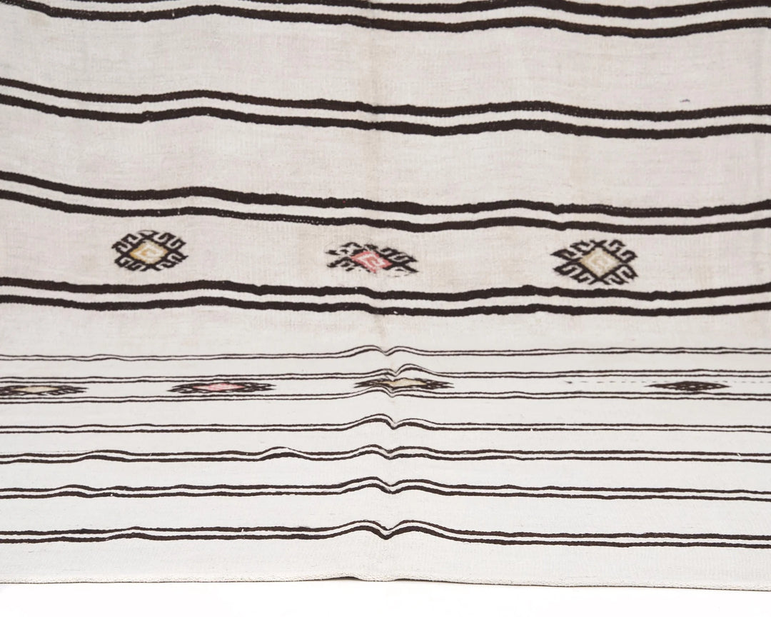 Black Turkish Kilim Rug 12' 4" x 6' 7" Flat-Weave | No. VR59976