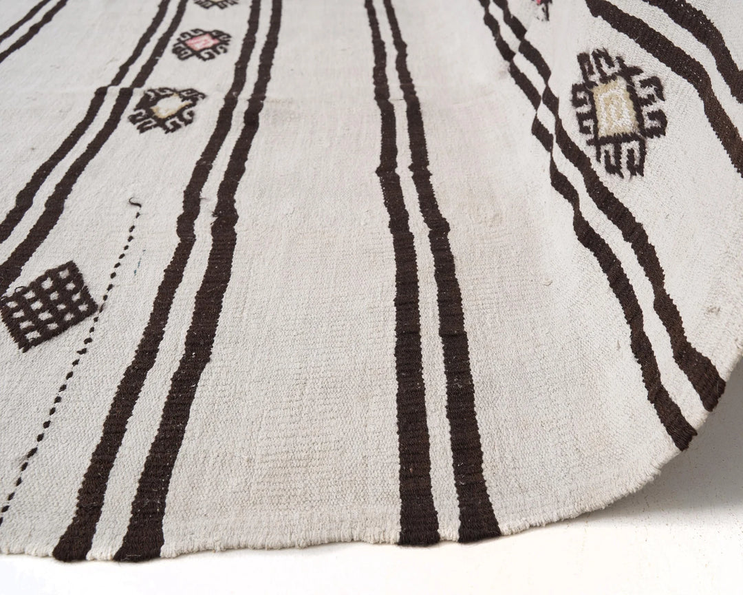 Black Turkish Kilim Rug 12' 4" x 6' 7" Flat-Weave | No. VR59976