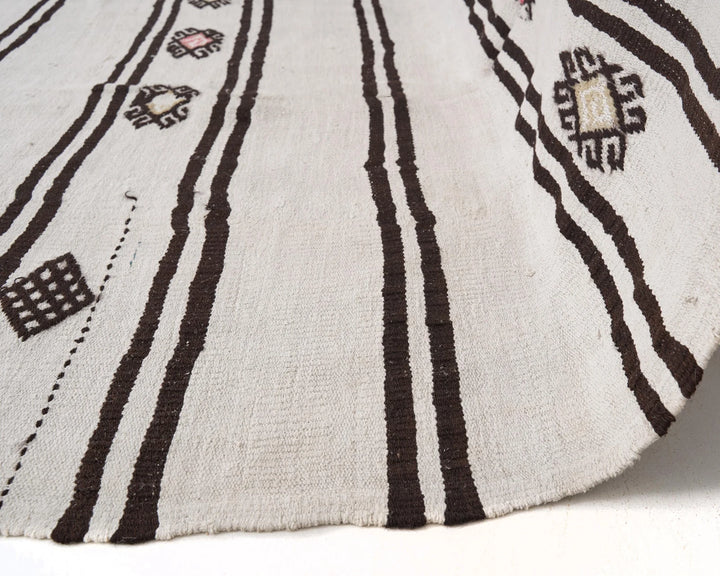Black Turkish Kilim Rug 12' 4" x 6' 7" Flat-Weave | No. VR59976