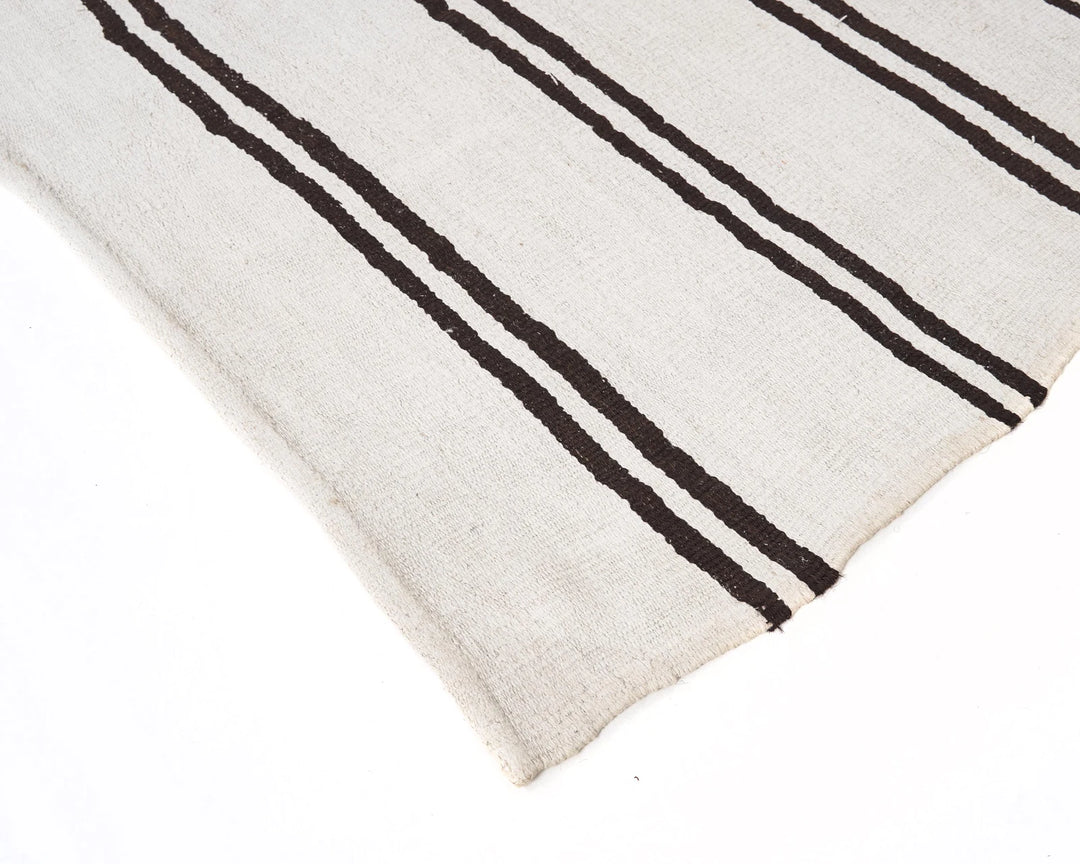 Black Turkish Kilim Rug 12' 4" x 6' 7" Flat-Weave | No. VR59976