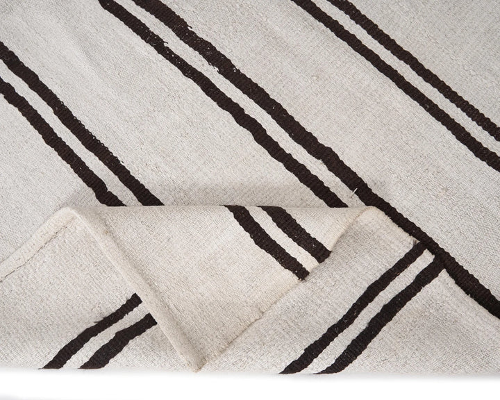 Black Turkish Kilim Rug 12' 4" x 6' 7" Flat-Weave | No. VR59976