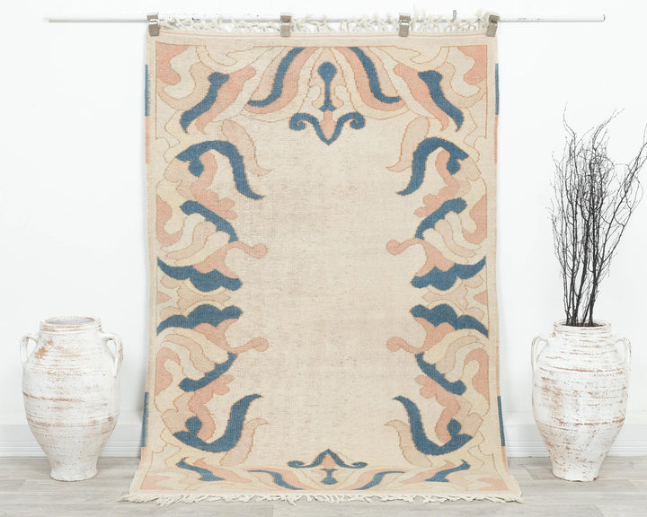 Multicolor Turkish Oushak Rug 4' 4" x 6' 2" Hand-Knotted | No. VR60204