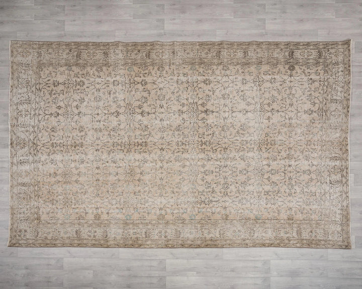 Beige Turkish Oushak Rug 7'1" x 10'9" Hand-Knotted | No. VR60312