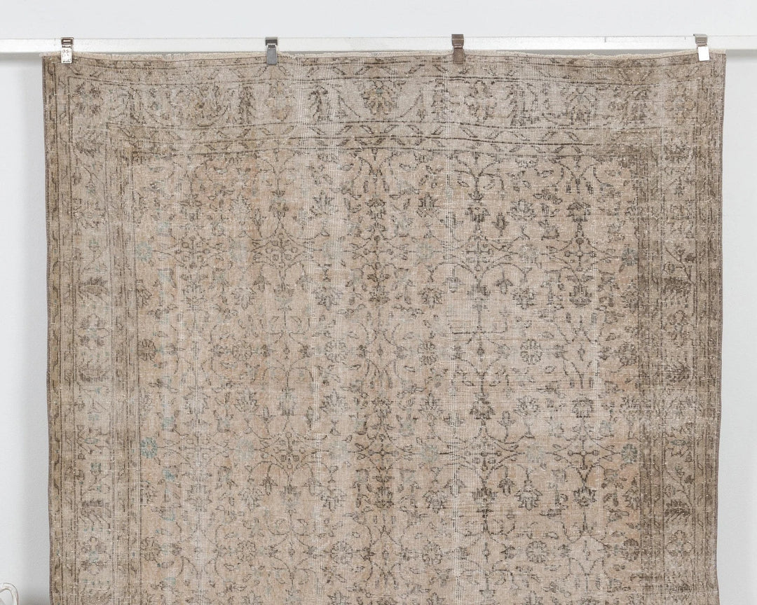 Beige Turkish Oushak Rug 7'1" x 10'9" Hand-Knotted | No. VR60312