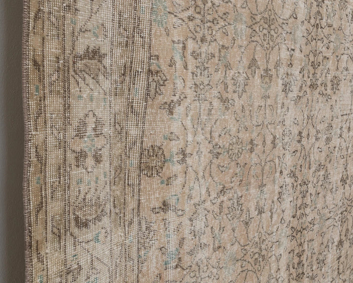 Beige Turkish Oushak Rug 7'1" x 10'9" Hand-Knotted | No. VR60312
