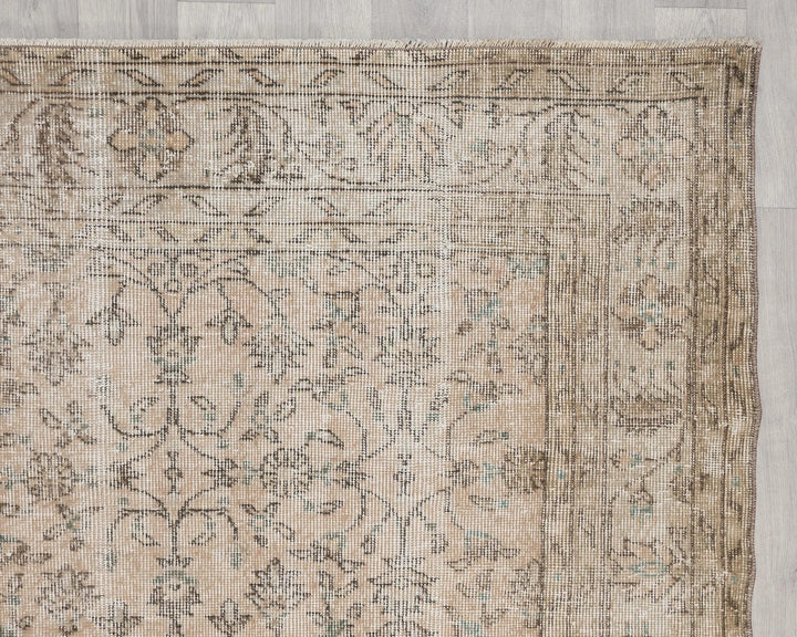 Beige Turkish Oushak Rug 7'1" x 10'9" Hand-Knotted | No. VR60312