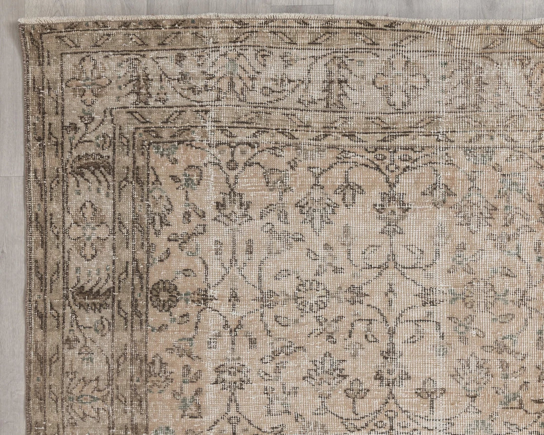 Beige Turkish Oushak Rug 7'1" x 10'9" Hand-Knotted | No. VR60312