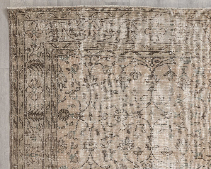 Beige Turkish Oushak Rug 7'1" x 10'9" Hand-Knotted | No. VR60312