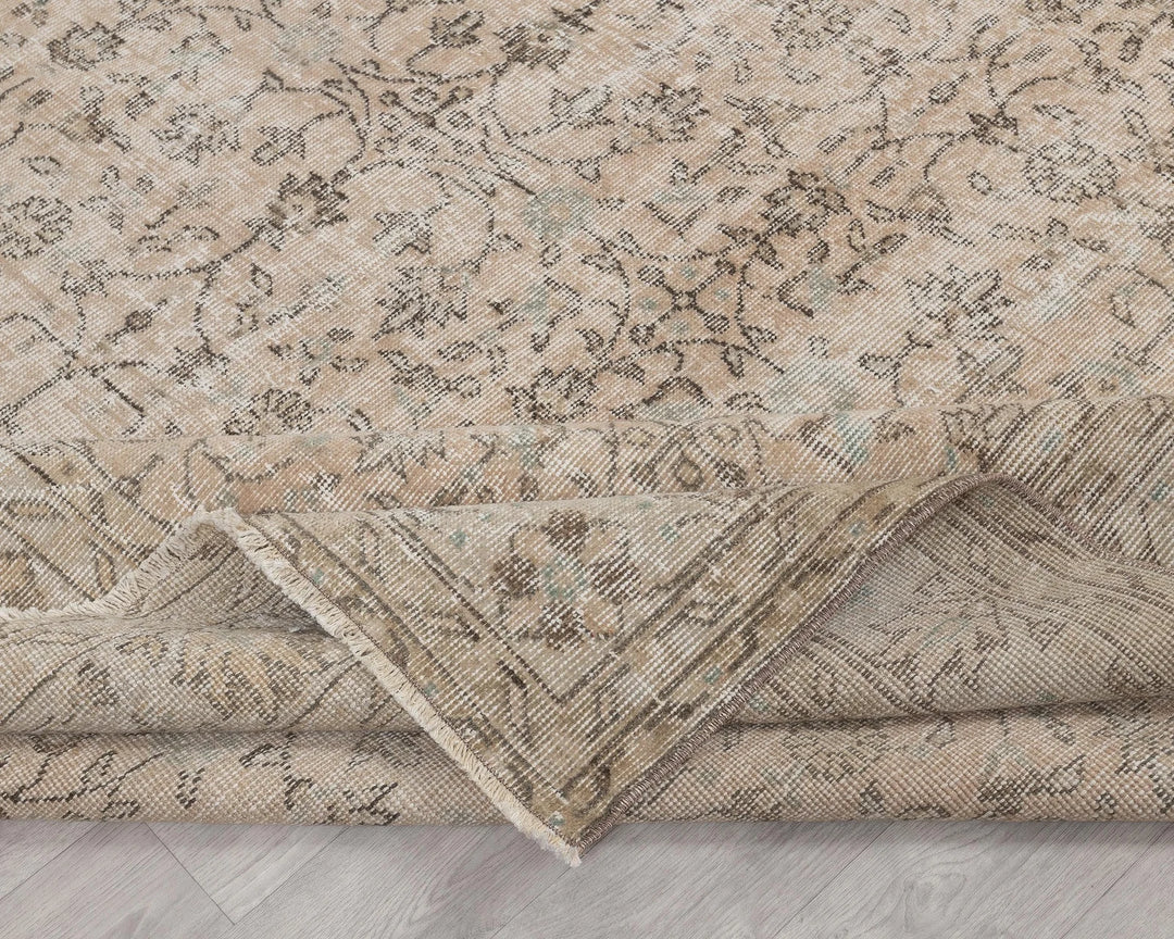 Beige Turkish Oushak Rug 7'1" x 10'9" Hand-Knotted | No. VR60312
