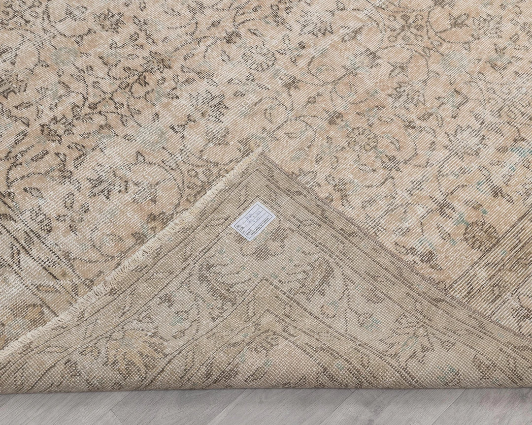 Beige Turkish Oushak Rug 7'1" x 10'9" Hand-Knotted | No. VR60312