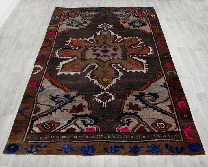 Brown Turkish Oushak Rug 6'1" x 9'2" Hand-Knotted | No. VR60337