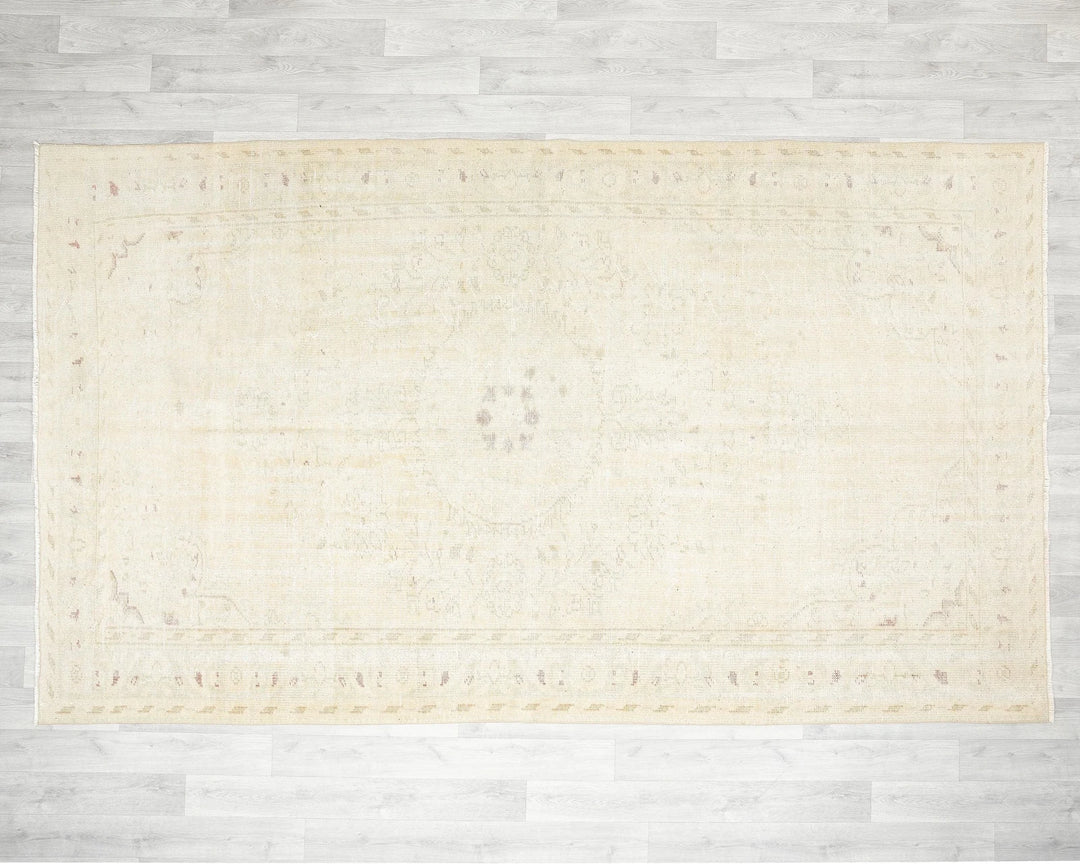 Beige Turkish Oushak Rug 6' x 9' 10" Hand-Knotted | No. VR60387