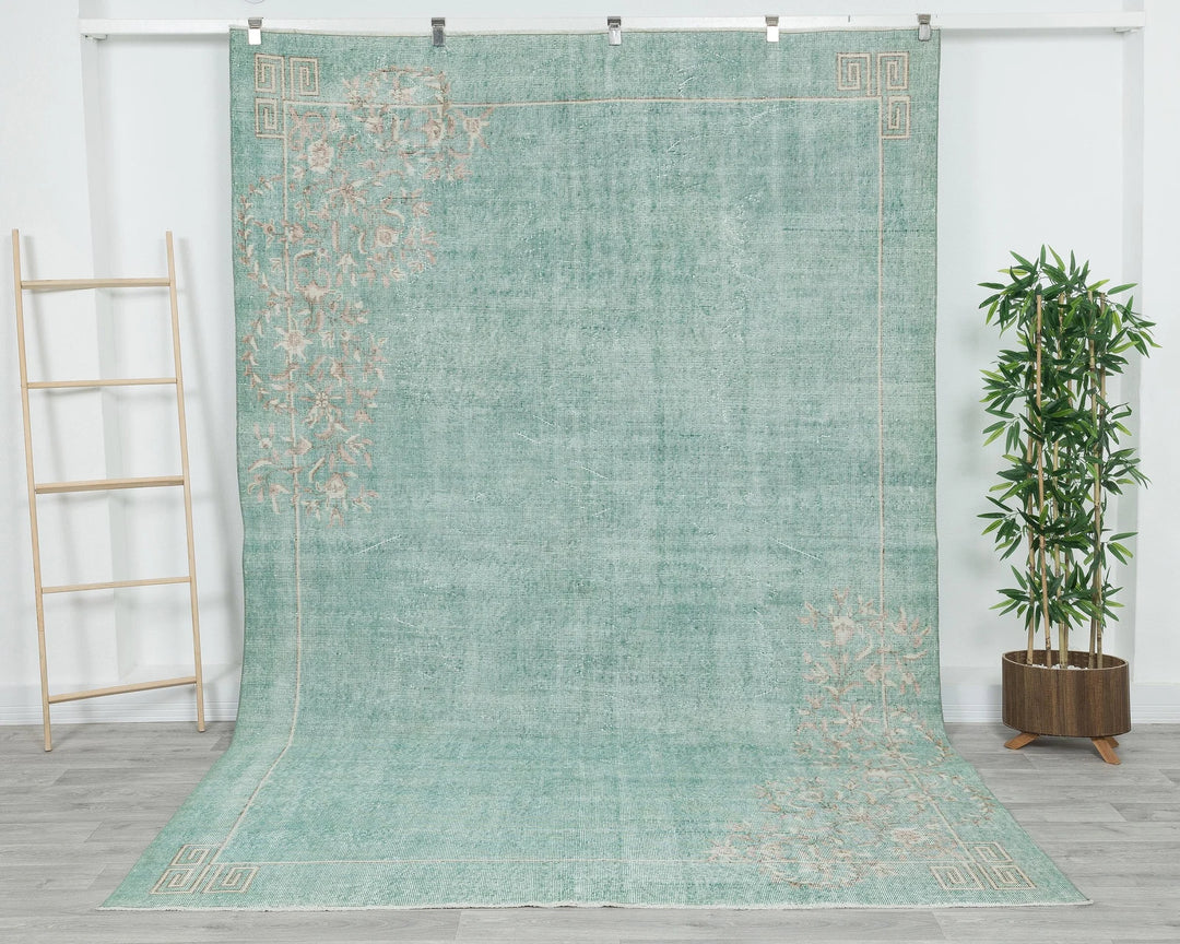 Blue Turkish Oushak Rug 6' 10" x 10' 4" Hand-Knotted | No. VR60416
