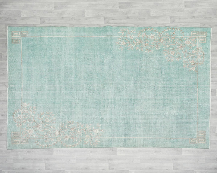Blue Turkish Oushak Rug 6' 10" x 10' 4" Hand-Knotted | No. VR60416