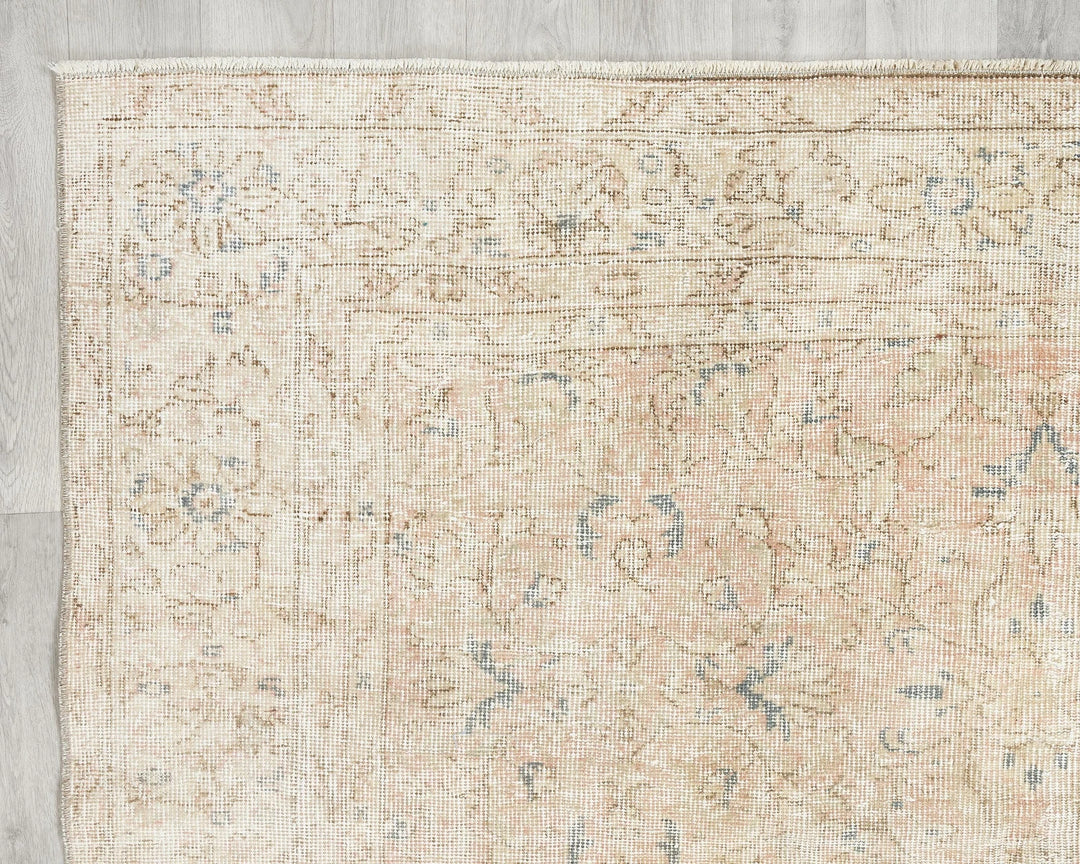Beige Turkish Oushak Rug 6' 1" x 9' 7" Hand-Knotted | No. VR60432