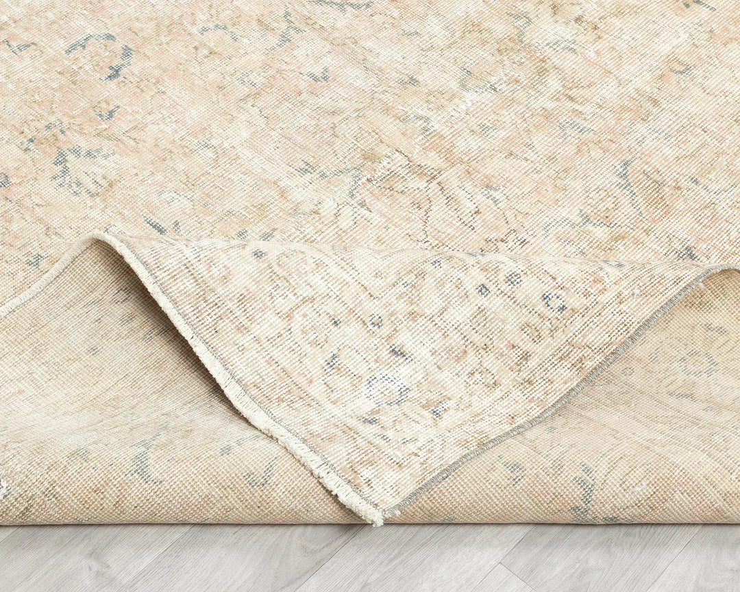 Beige Turkish Oushak Rug 6' 1" x 9' 7" Hand-Knotted | No. VR60432