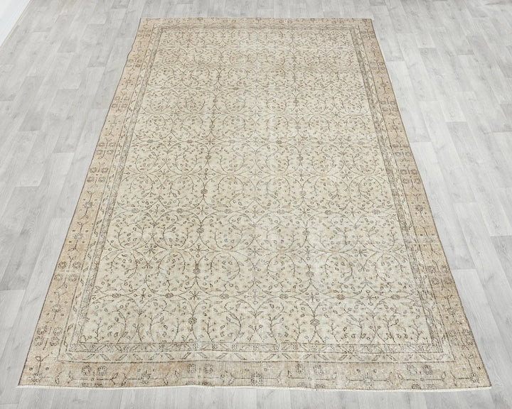 Beige Turkish Oushak Rug 6' x 9' 4" Hand-Knotted | No. VR60672