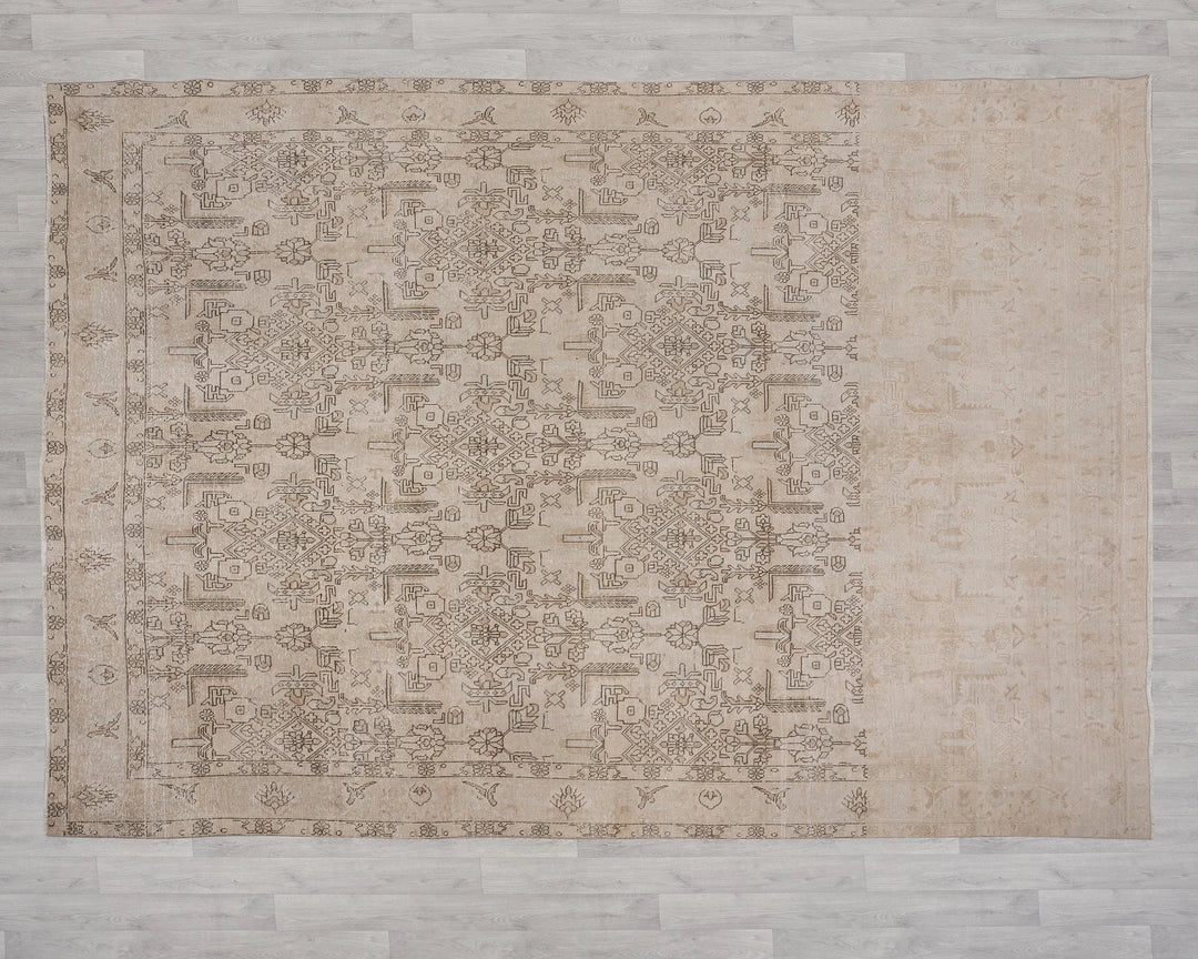 Beige Turkish Oushak Rug 9'3" x 12'6" Hand-Knotted | No. VR61018