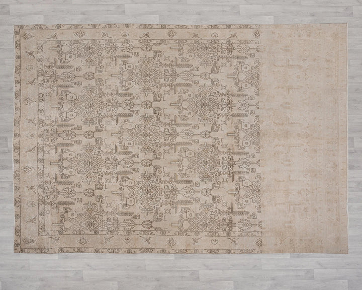 Beige Turkish Oushak Rug 9'3" x 12'6" Hand-Knotted | No. VR61018
