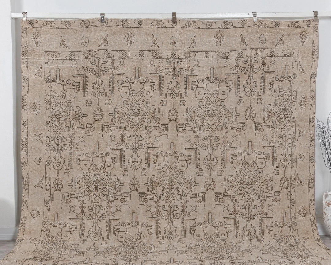 Beige Turkish Oushak Rug 9'3" x 12'6" Hand-Knotted | No. VR61018