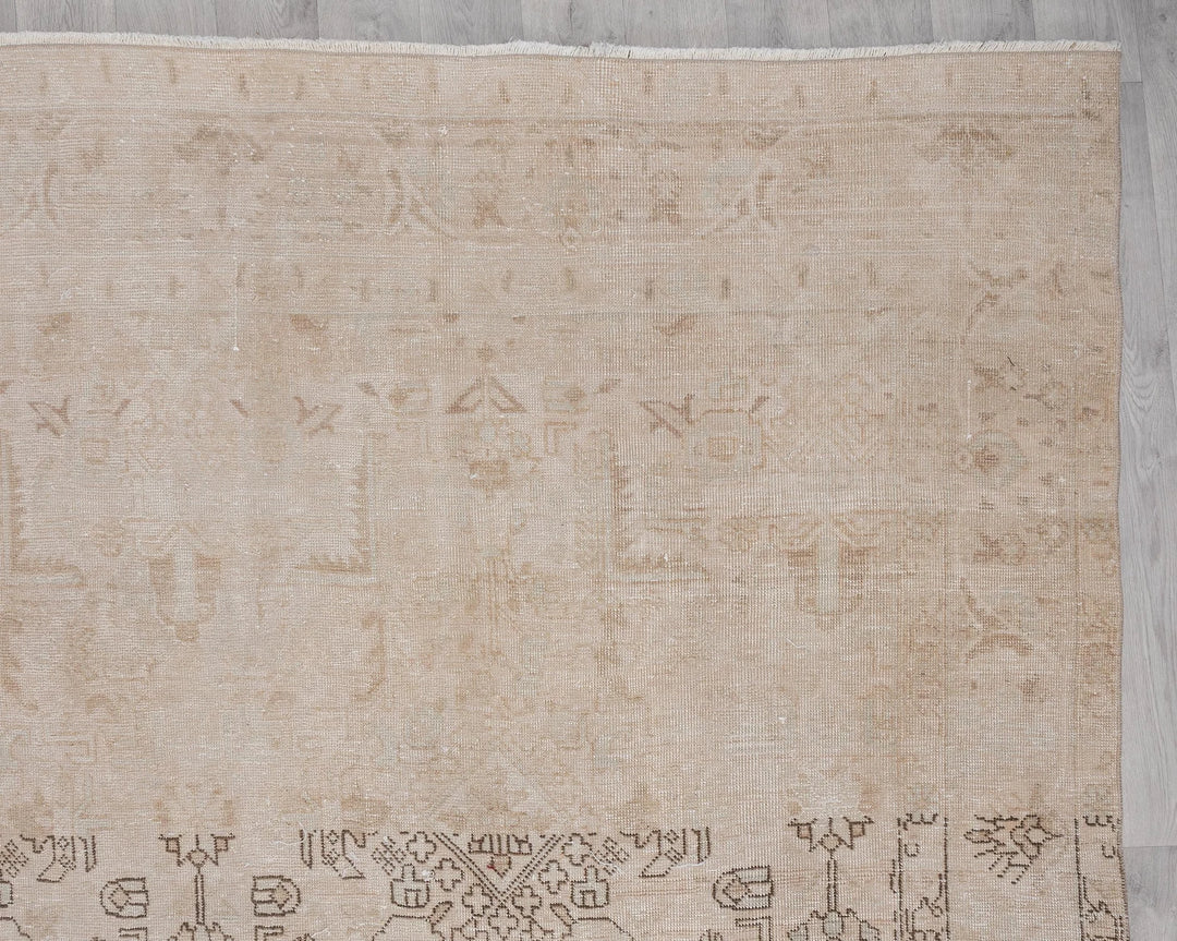 Beige Turkish Oushak Rug 9'3" x 12'6" Hand-Knotted | No. VR61018