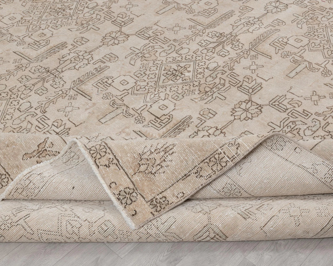 Beige Turkish Oushak Rug 9'3" x 12'6" Hand-Knotted | No. VR61018