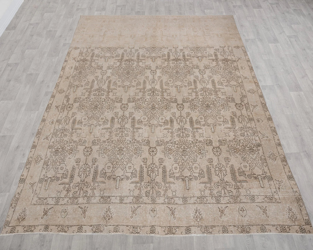 Beige Turkish Oushak Rug 9'3" x 12'6" Hand-Knotted | No. VR61018