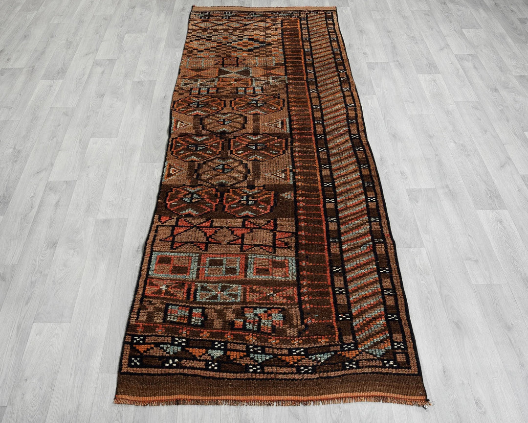 Multicolor Turkish Oushak Rug 3' 1" x 8' 6" Hand-Knotted | No. VR61138