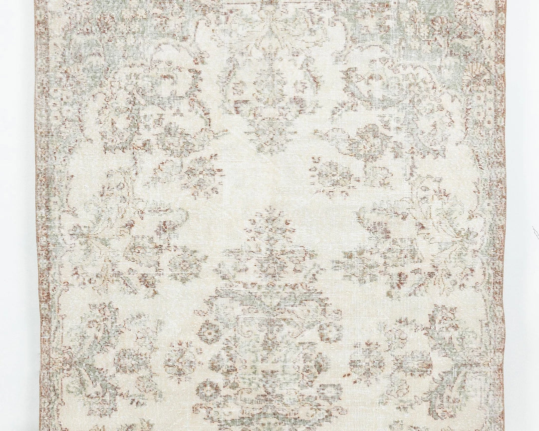 Beige Turkish Oushak Rug 5' 10" x 9' Hand-Knotted | No. VR61218