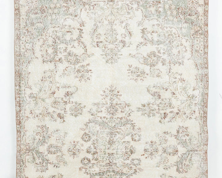 Beige Turkish Oushak Rug 5' 10" x 9' Hand-Knotted | No. VR61218