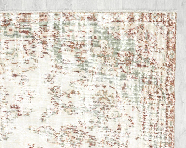 Beige Turkish Oushak Rug 5' 10" x 9' Hand-Knotted | No. VR61218
