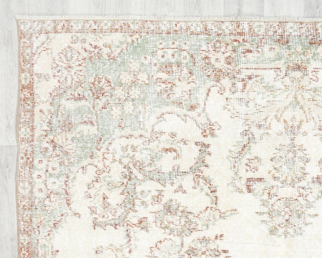 Beige Turkish Oushak Rug 5' 10" x 9' Hand-Knotted | No. VR61218