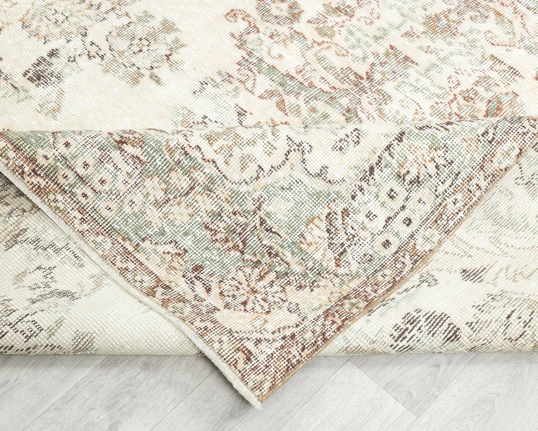 Beige Turkish Oushak Rug 5' 10" x 9' Hand-Knotted | No. VR61218