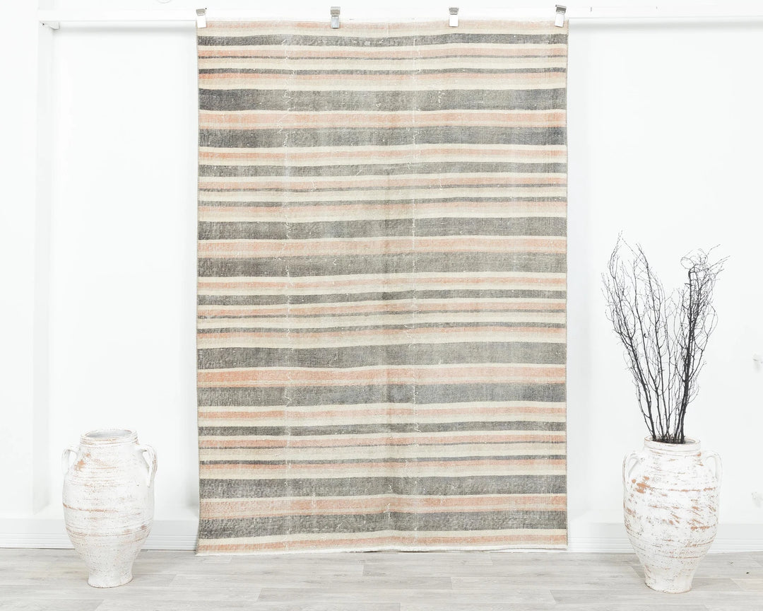 Multicolor Turkish Oushak Rug 6'7" x 4'10" Hand-Knotted | No. VR61396