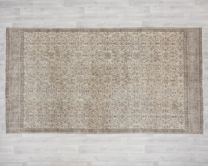 Beige Turkish Oushak Rug 5'7" x 9'10" Hand-Knotted | No. VR61398