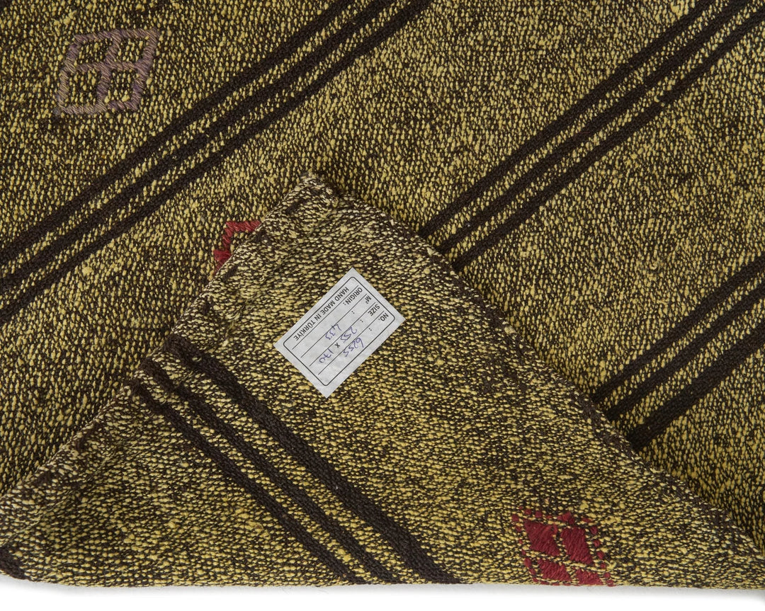 Yellow Turkish Kilim Rug 5' 7" x 8' 4" Flat-Weave | No. VR61496